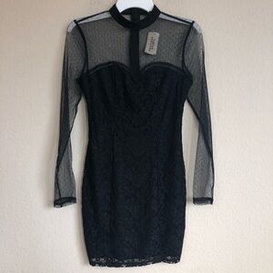 Forever 21 Bodycon Dress Sheer Sleeve Lace NWT